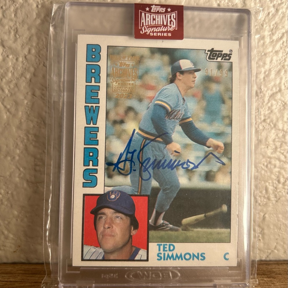 Rare numbered Ted Simmons ON CARD AUTO 91/99